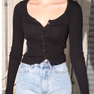 brandy melville black ribbed zelly long sleeve top